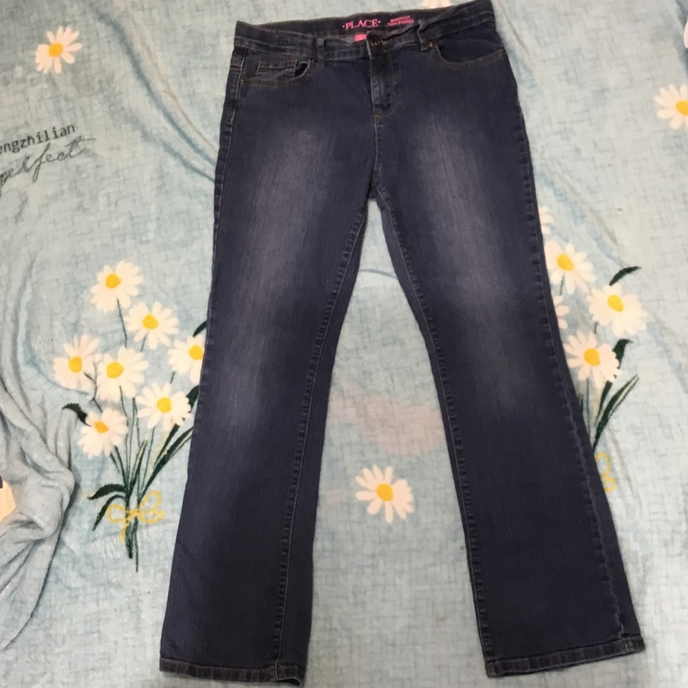 The Children's Place Girls Dark Wash boot-Leg Jeans - Navy Blue